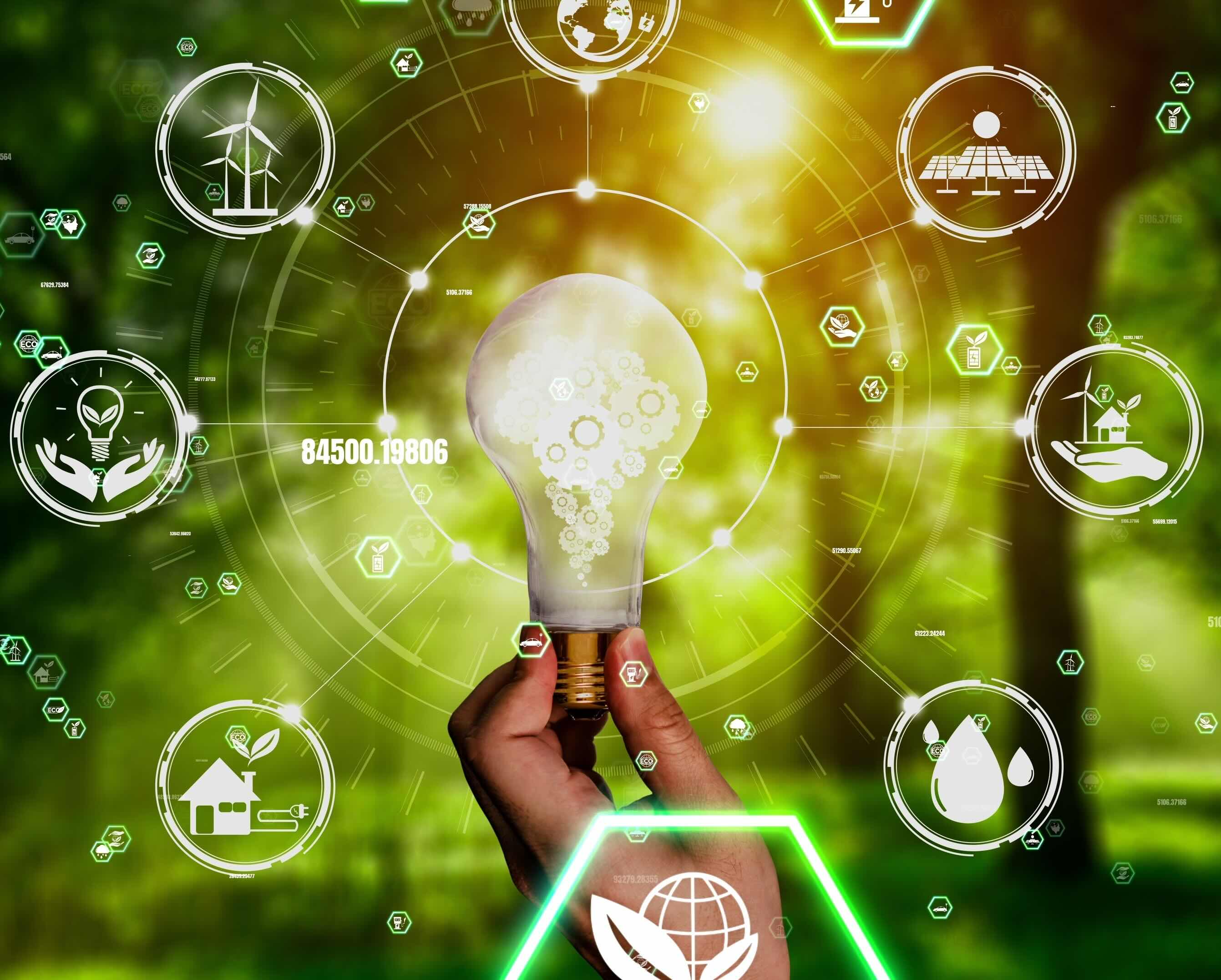 Electric bulb with different energy sources around it