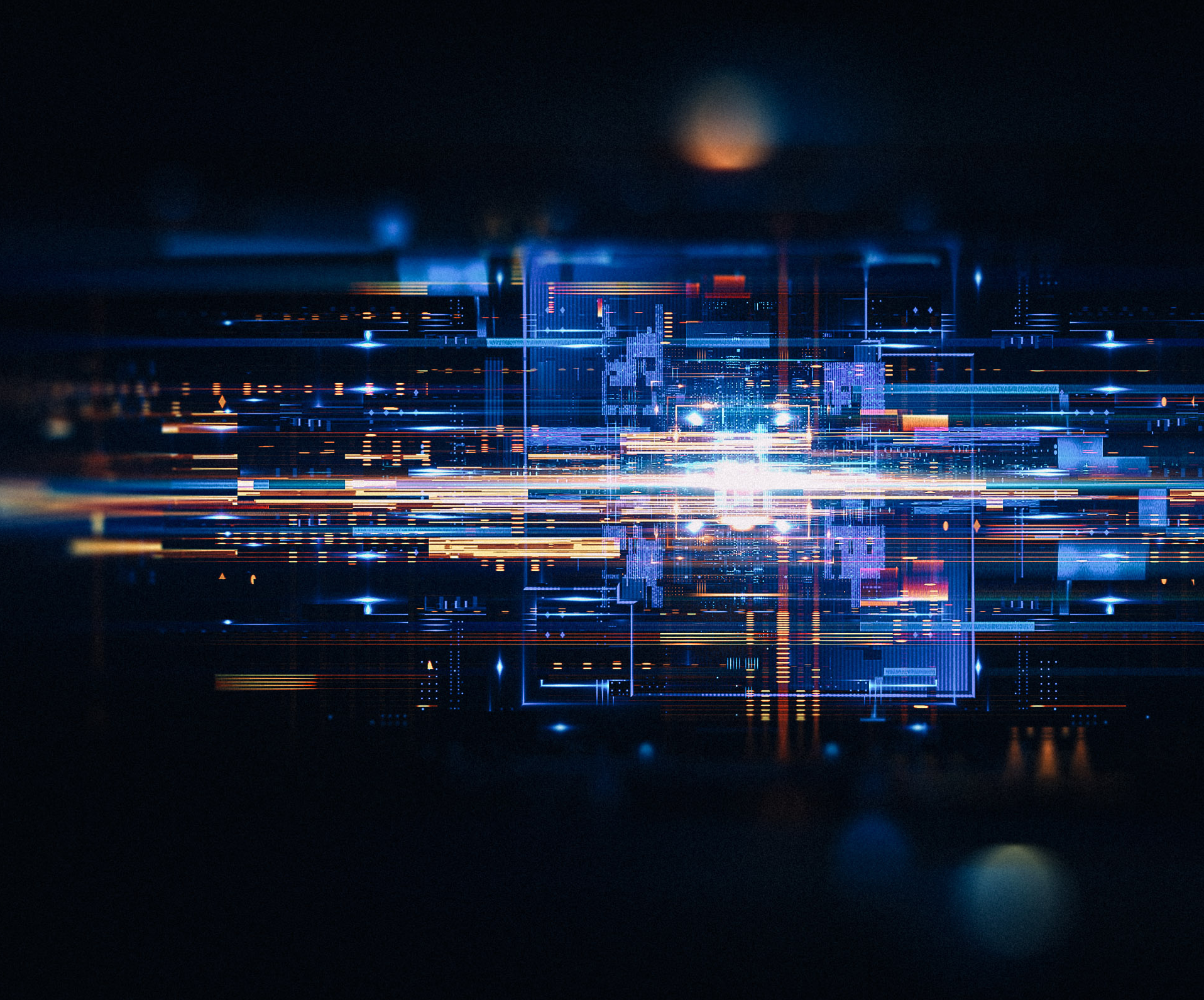 This image is an abstract illustration representing future technology and digital data signals. It is commonly used to visualize concepts such as quantum computing nets, big data analysis, and modern cybersecurity infrastructures. 