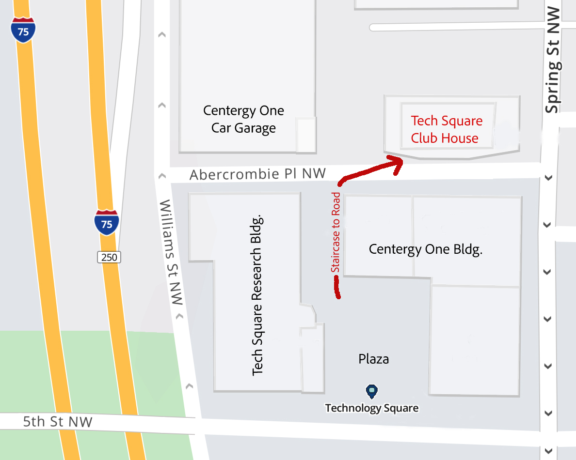 Map to Tech Square Clubhouse