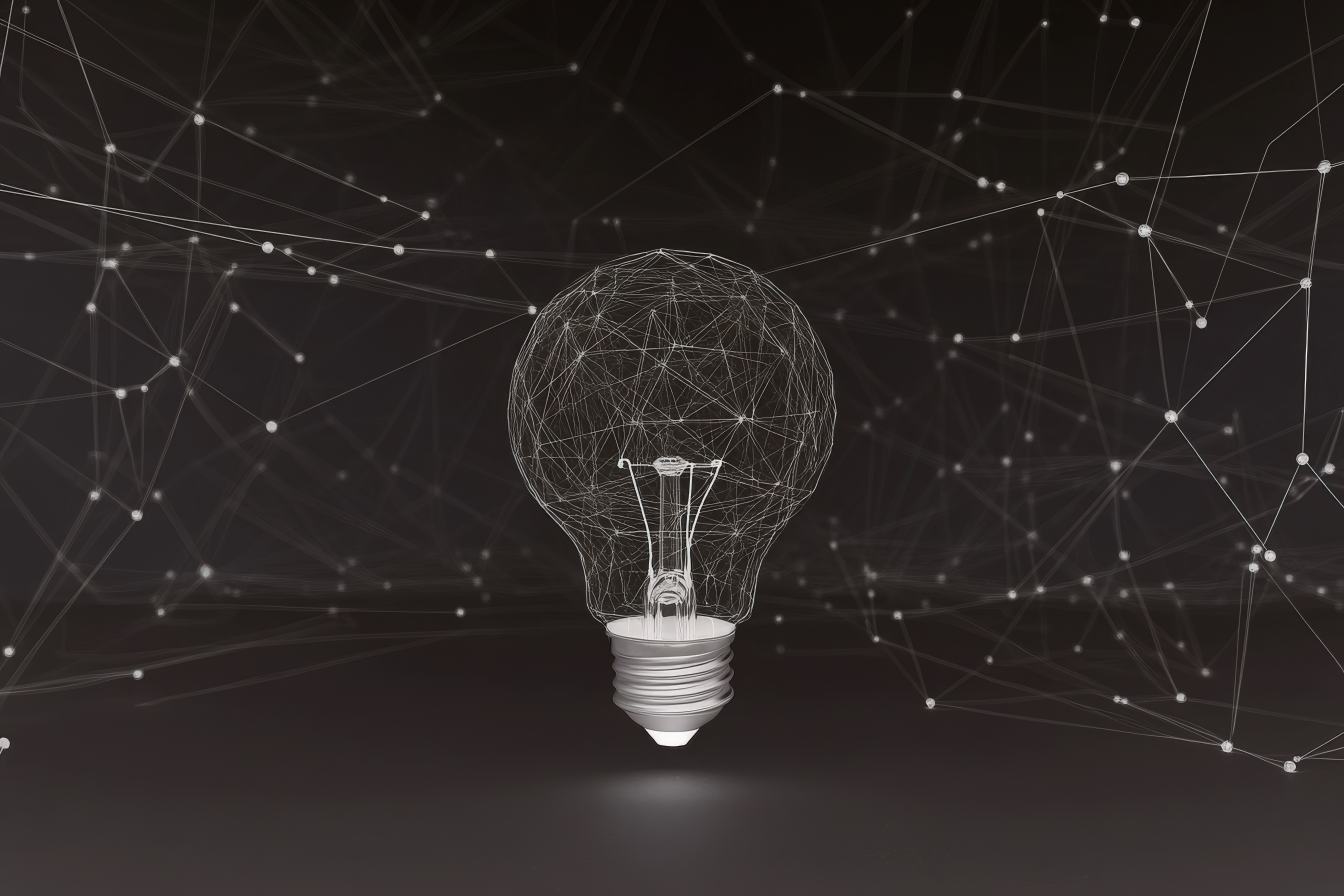 Lightbulb made of data plot point and lines