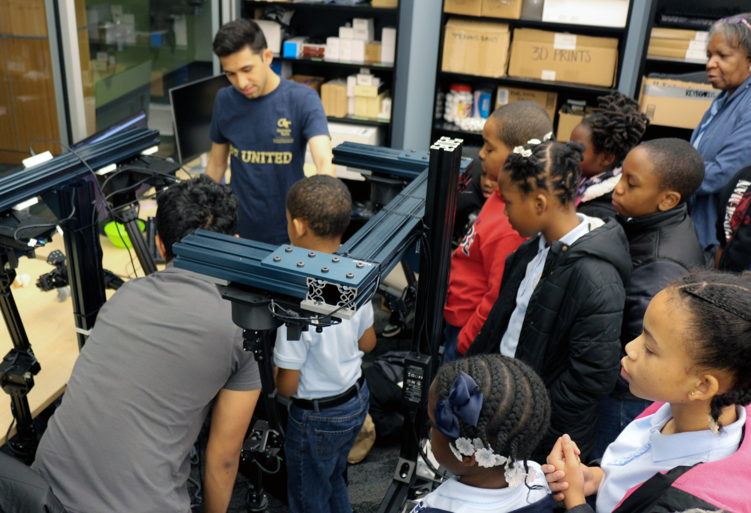 Students Touring a lab at Klaus during National Robotics Week