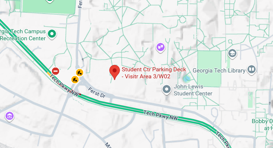 Google Map to GT Area 3 Guest Parking at 355 Ferst Dr NW, Atlanta, GA 30332