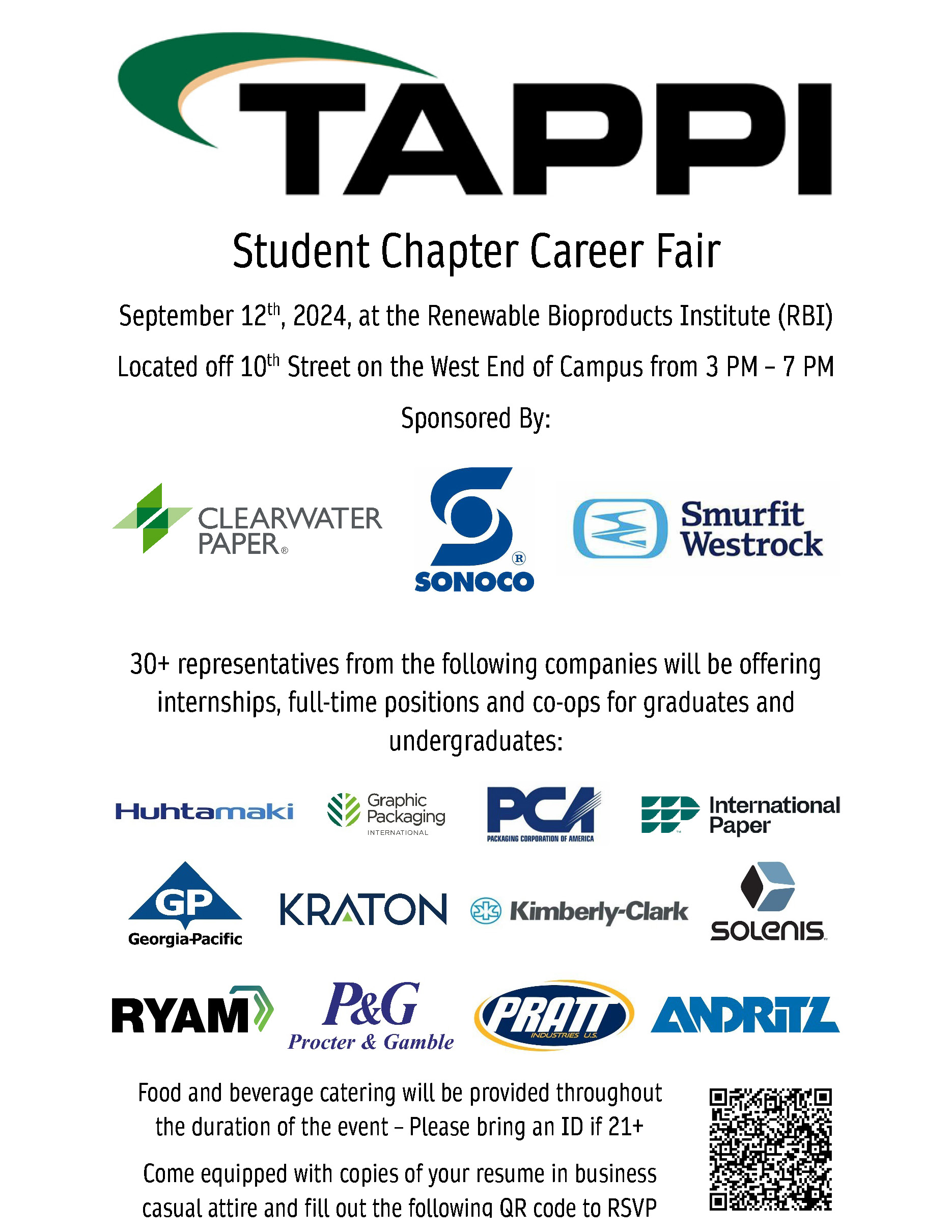 Flyer for TAPPI Student Chapter Career Fair 2024