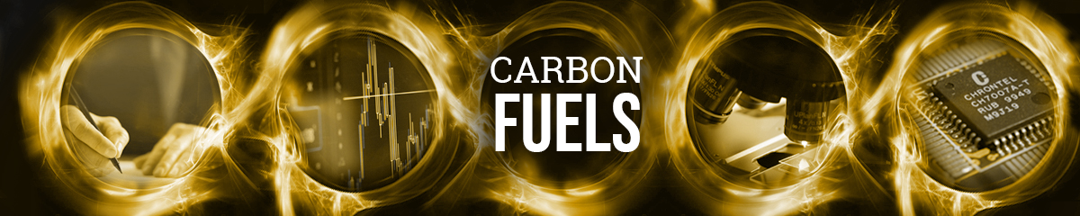 Banner image with swirling flames the reads "Carbon Fuels."