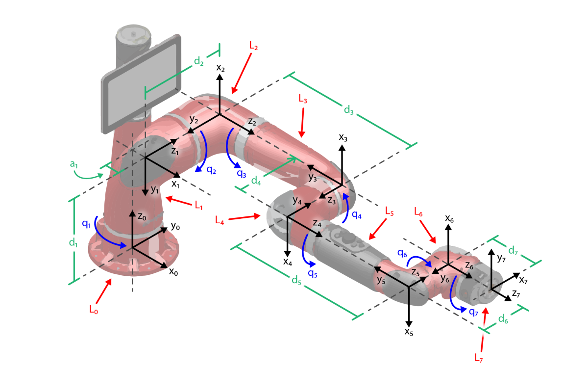 dynamics of a 7 DOF robot arm called the Swayer Arm has been calculated