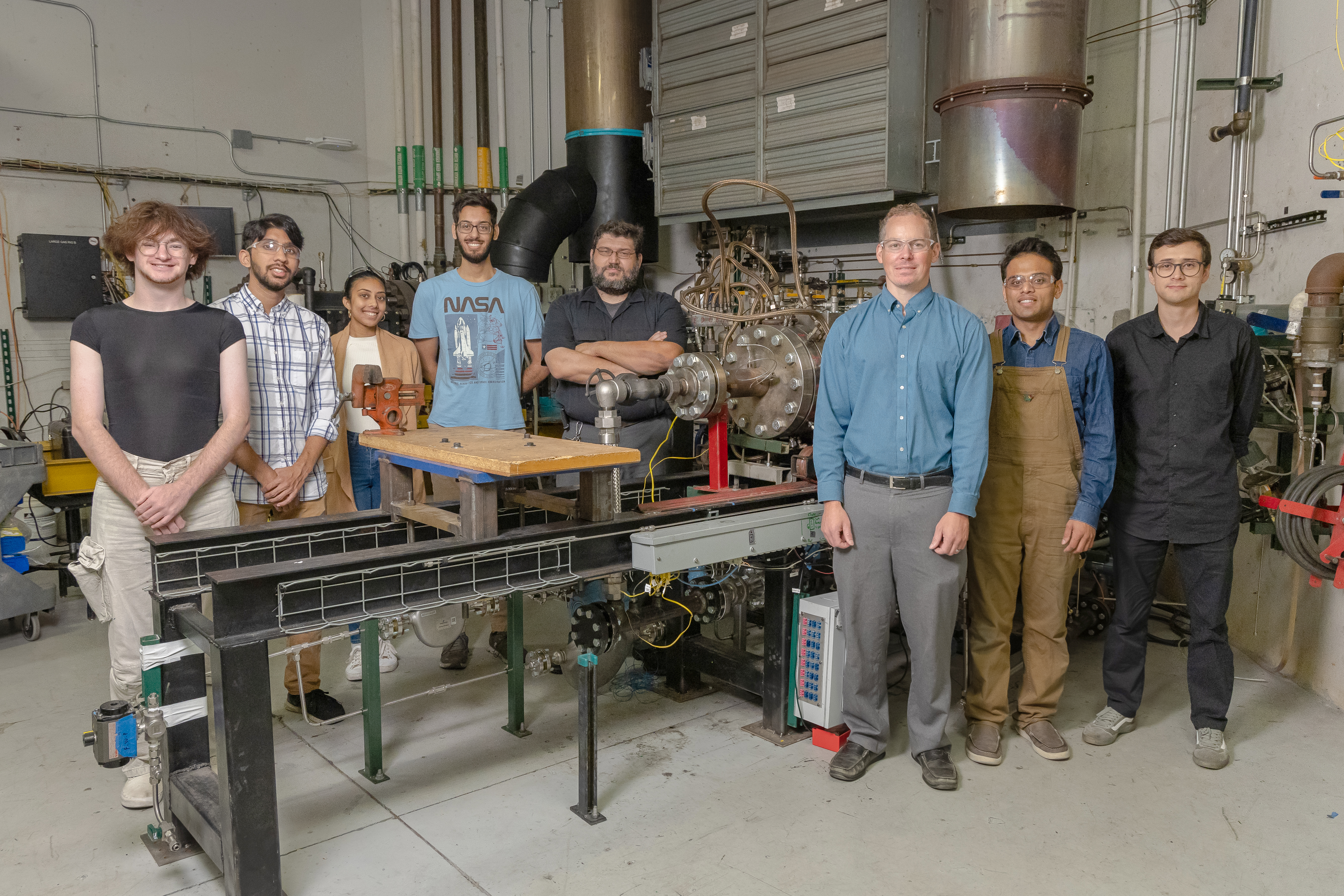 Researchers at the Ben T. Zinn Combustion Lab working to test new, clean combustor concepts for power generation and aviation.