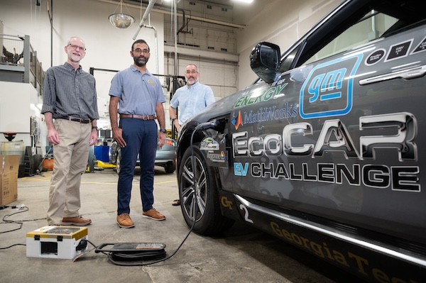         David Taylor, professor in the School of Electrical and Computer Engineering (ECE); Kartik Sastry, a recent ECE Ph.D. graduate; and Michael Leamy, Woodruff Professor and director of Graduate Studies in the School of Mechanical Engineering.
