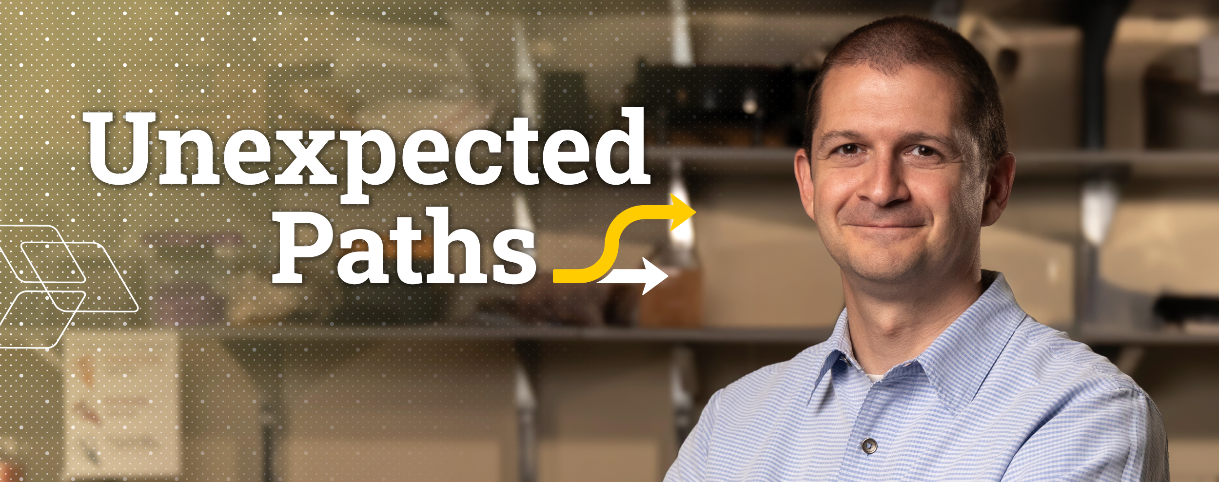 banner with a male researcher and a text overlay with additional graphic elements