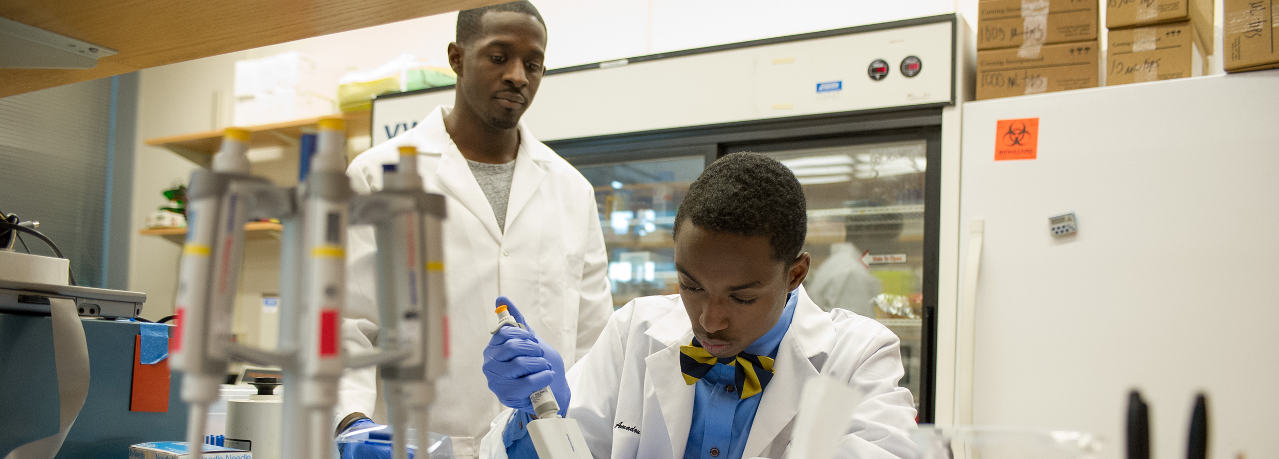 Student and mentor working in a Georgia Tech lab