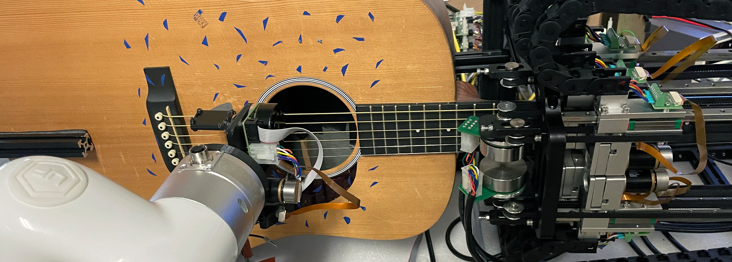 Up-close view of Georgia Tech's robot guitarist in action