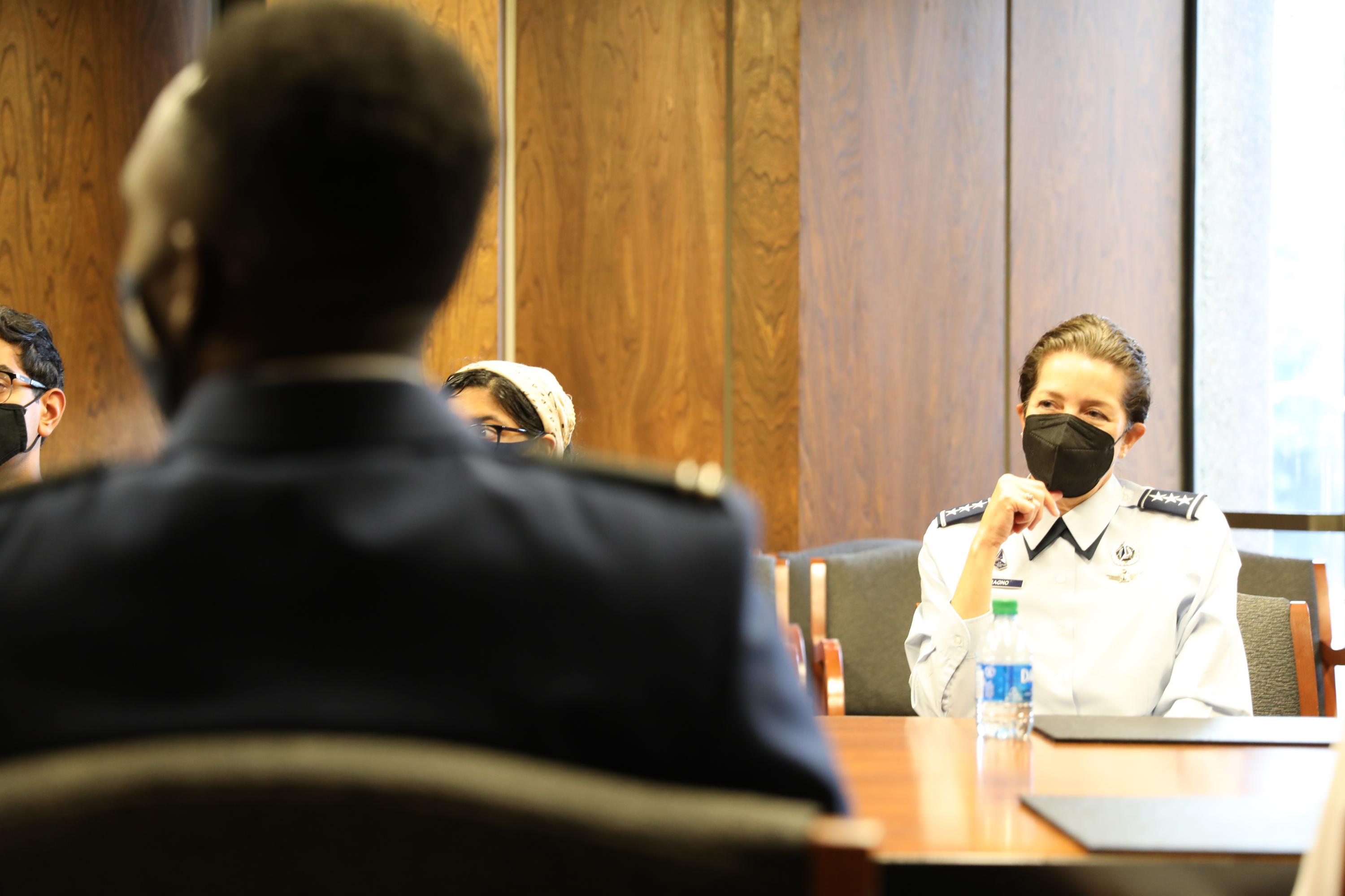 Lt. General Nina Armagno met with aerospace engineering students to discuss their current research projects and talk about the future of the U.S. Space Force.