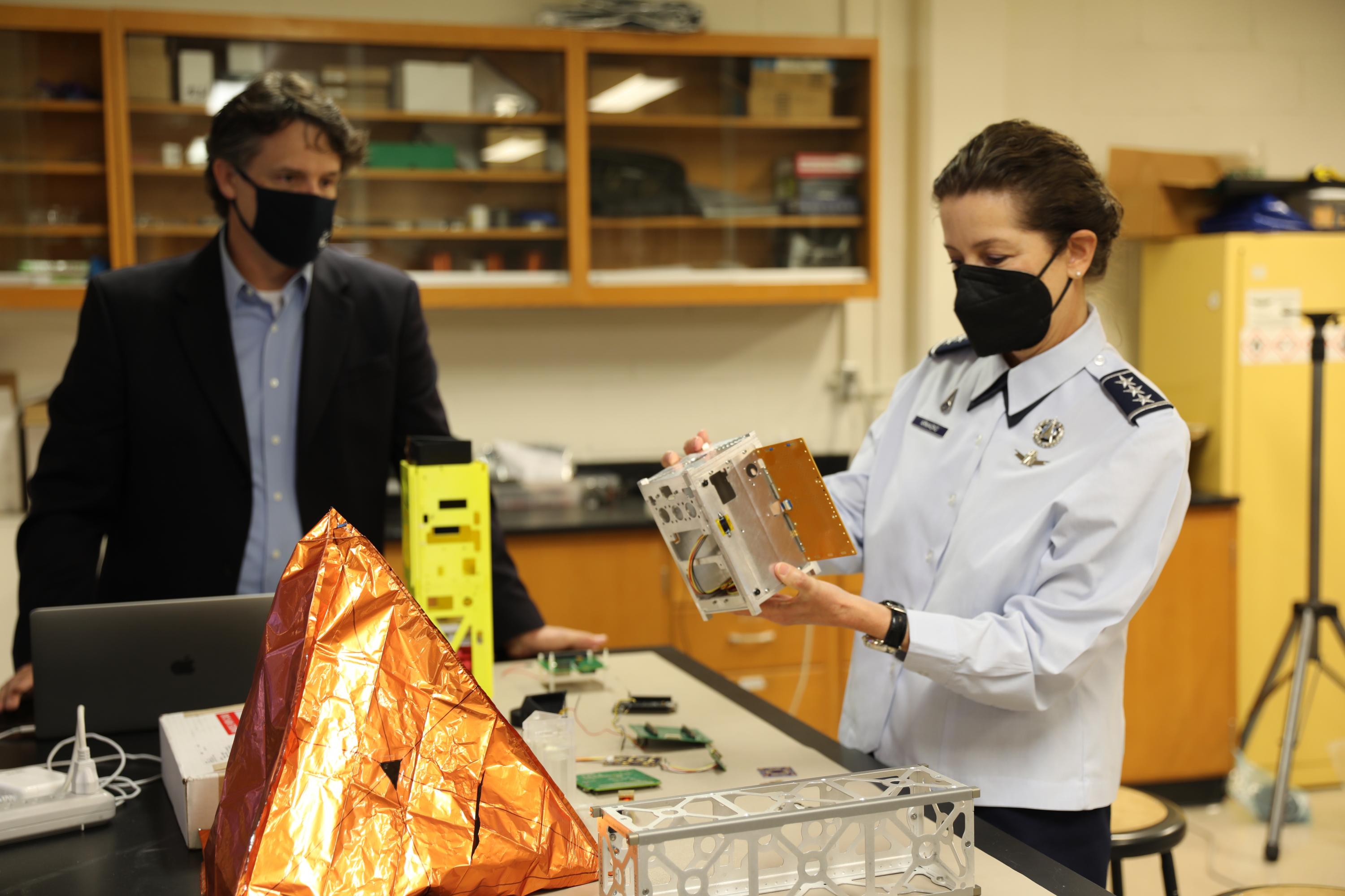 Lt. General Nina Armagno visits Professor Brian Gunter’s lab.