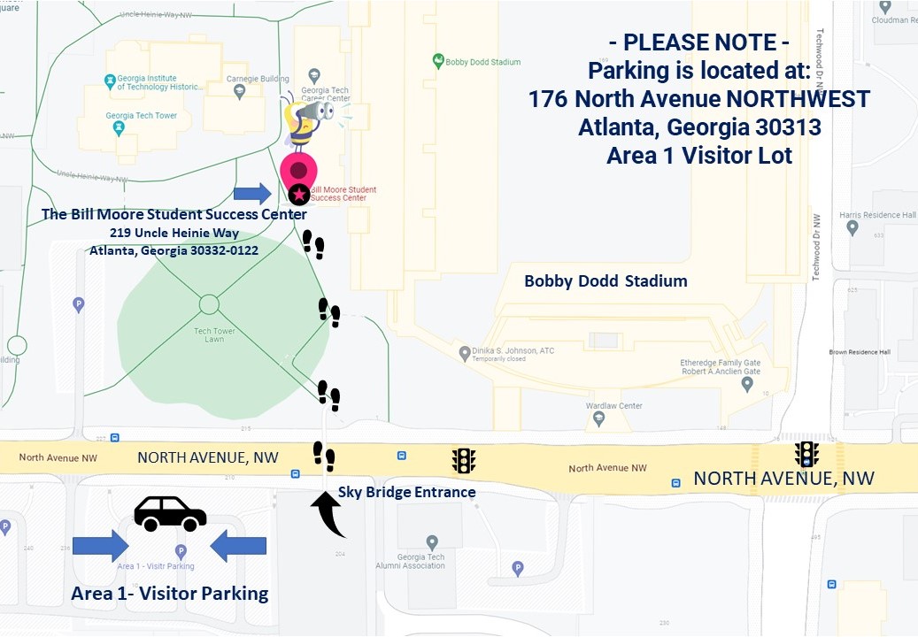 Parking map for Bill Moore Student Success Center