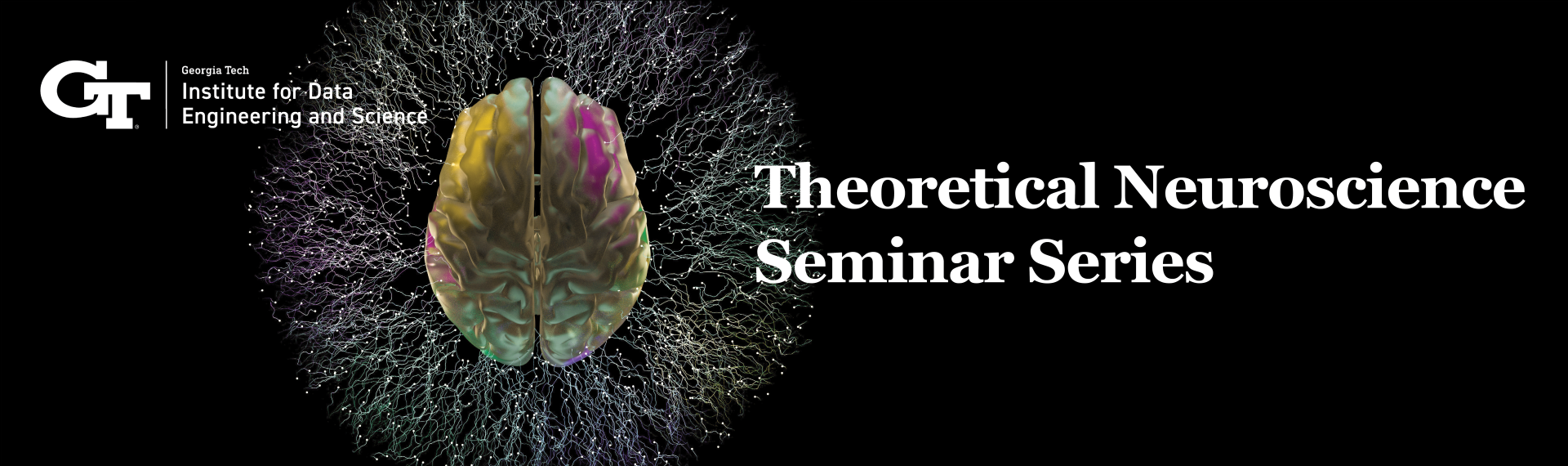 Theoretical Neuroscience Seminar Series Graphic with Neurons and Brain Imaging