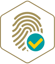 hexagon graphic of fingerprint