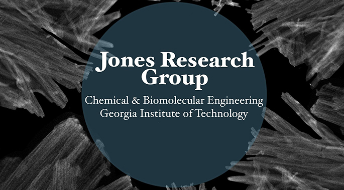 representative image of the Jones Research Group with his name on top of a background of various chemical structure