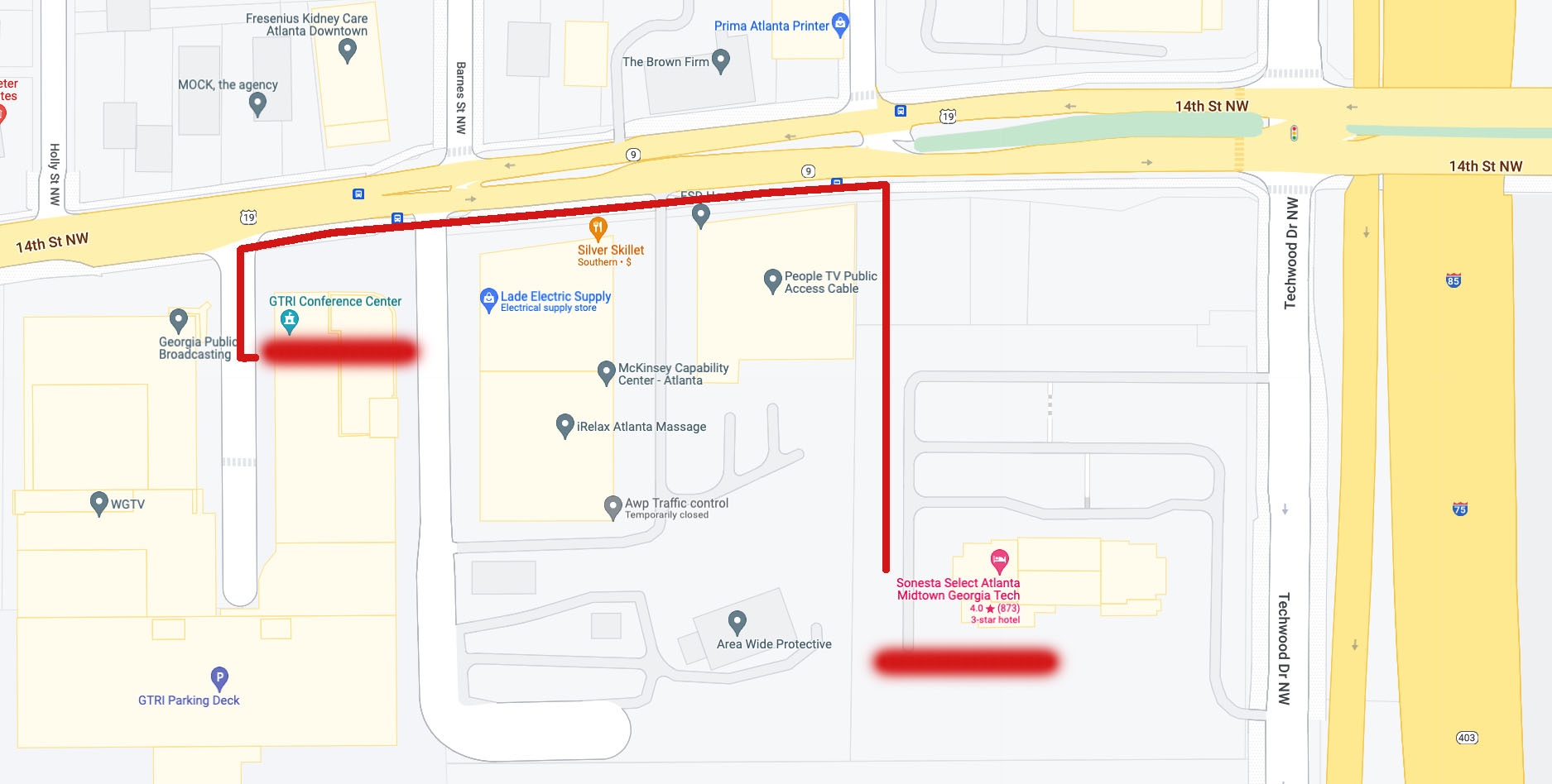 Map of Hotel and GTRI Conference Center