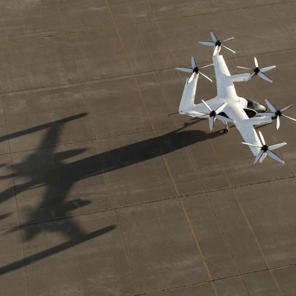 A prototype of the electric vertical takeoff and landing (eVTOL) research aircraft that Georgia Tech students have crafted. Courtesy of Georgia Tech/Daniel Guggenheim School of Aerospace Engineering