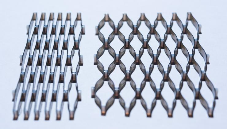 <div>
<p>A lattice created by a multi-material 3-D printer at Georgia Institute of Technology that can permanently expand to eight times its original width after exposure to heat. (Credit: Rob Felt)</p>
</div>