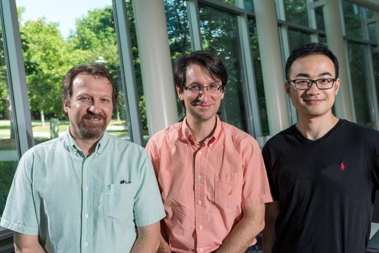 <p>Rodney Weber, a professor in Georgia Tech’s School of Earth &amp; Atmospheric Sciences, Athanasios Nenes, a professor and Georgia Power Scholar in the School of Earth &amp; Atmospheric Sciences and the School of Chemical &amp; Biomolecular Engineering, and Yuzhong Zhang, a postdoctoral researcher. (Credit: Rob Felt)</p>
