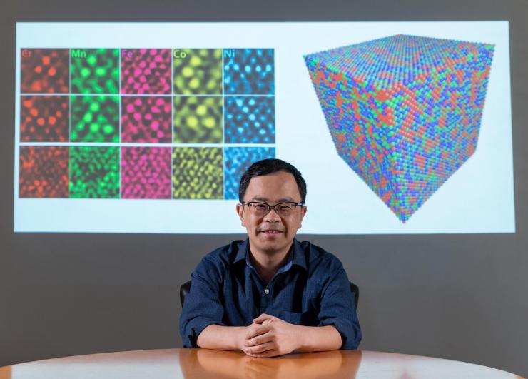 <p>Ting Zhu, a professor in the George W. Woodruff School of Mechanical Engineering at Georgia Tech, has helped develop a new process to gain insights into individual high-entropy alloys and help characterize their properties. (Credit: Rob Felt)</p>