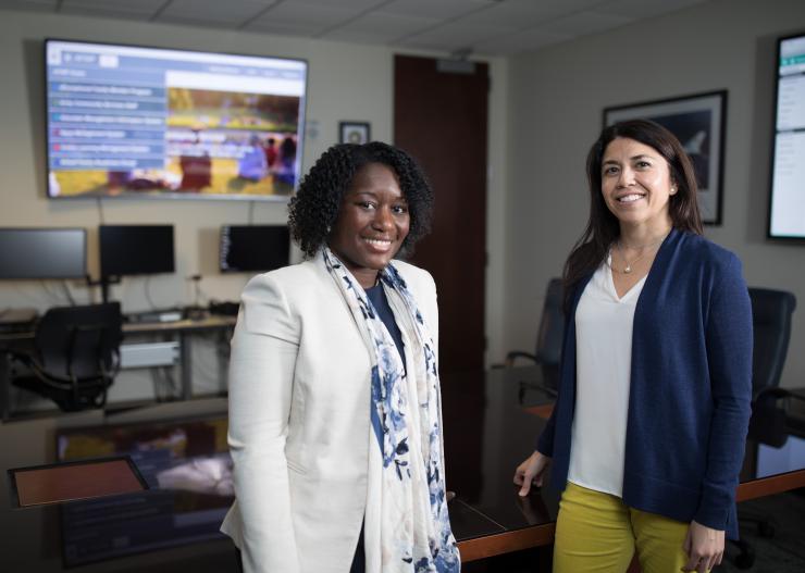 <p>GTRI Senior Research Scientist Sheila Isbell and Senior Research Associate Margarita Gonzalez are helping the Army Community Service program revamp information systems used to provide an array of social services to the families of soldiers. (Credit: Branden Camp, Georgia Tech)</p>