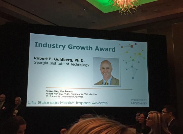 <p>Petit Institute Executive Director Bob Guldberg won the top award at the annual Georgia Bio awards gala.</p>