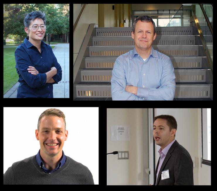The leadership team for the CNEP is comprised of four members of the Petit Institute for Bioengineering and Bioscience (clockwise from top left): Lena Ting, Garrett Stanley, Chris Rozell, and Michael Borich.