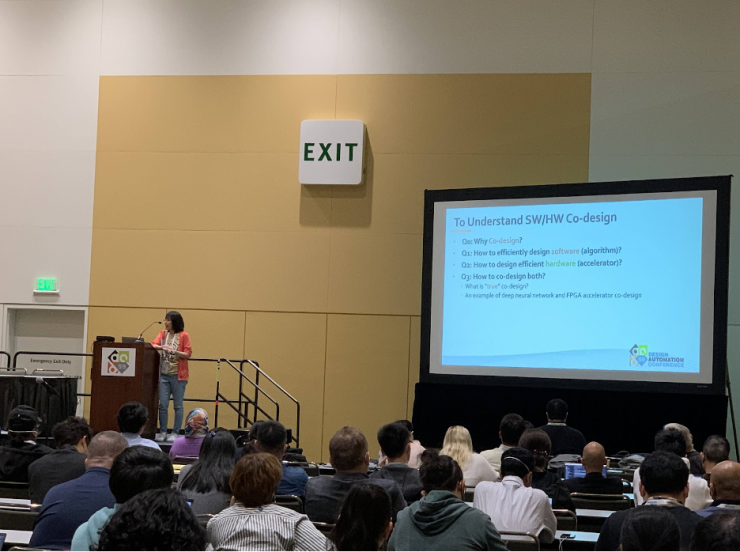 <p>ECE assistant professor Callie Hao presenting the popular tutorial “A Journey to SW/HW Co-design in Machine Learning: Fundamental, Advancement, and Application.” </p>