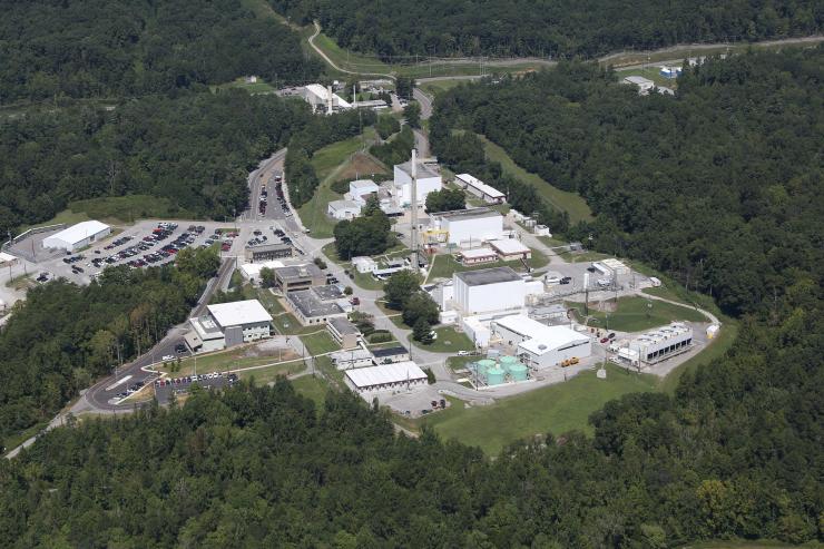 <p>The High Flux Isotope Reactor at Oak Ridge National Laboratory is the highest flux reactor-based source of neutrons for research in the United States. Here an aerial view. Credit: ORNL</p>