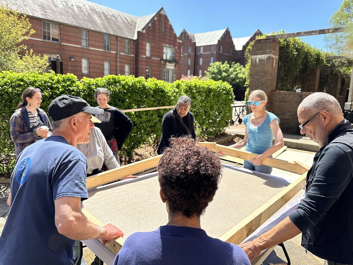 Anna Doll, Tom Balbo and Participants During the Big Paper Workshop with the 4'x6' Paper