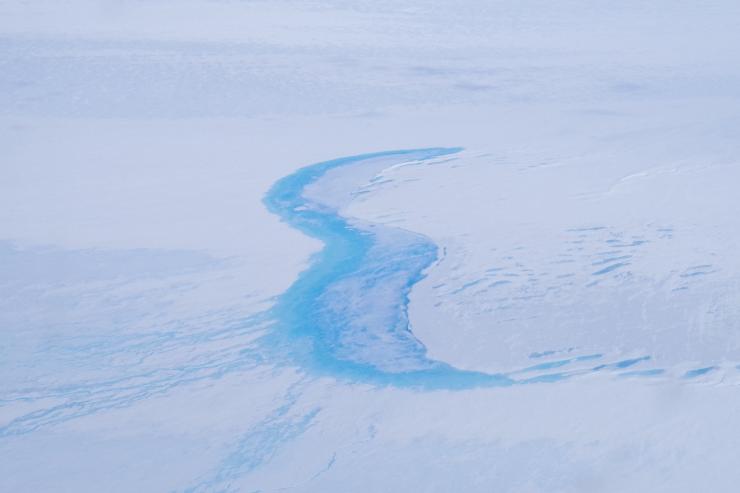 <p>Meltwater lake near Shackleton Ice Shelf, East Antarctica. (Photo: David Small, Durham University)</p>
