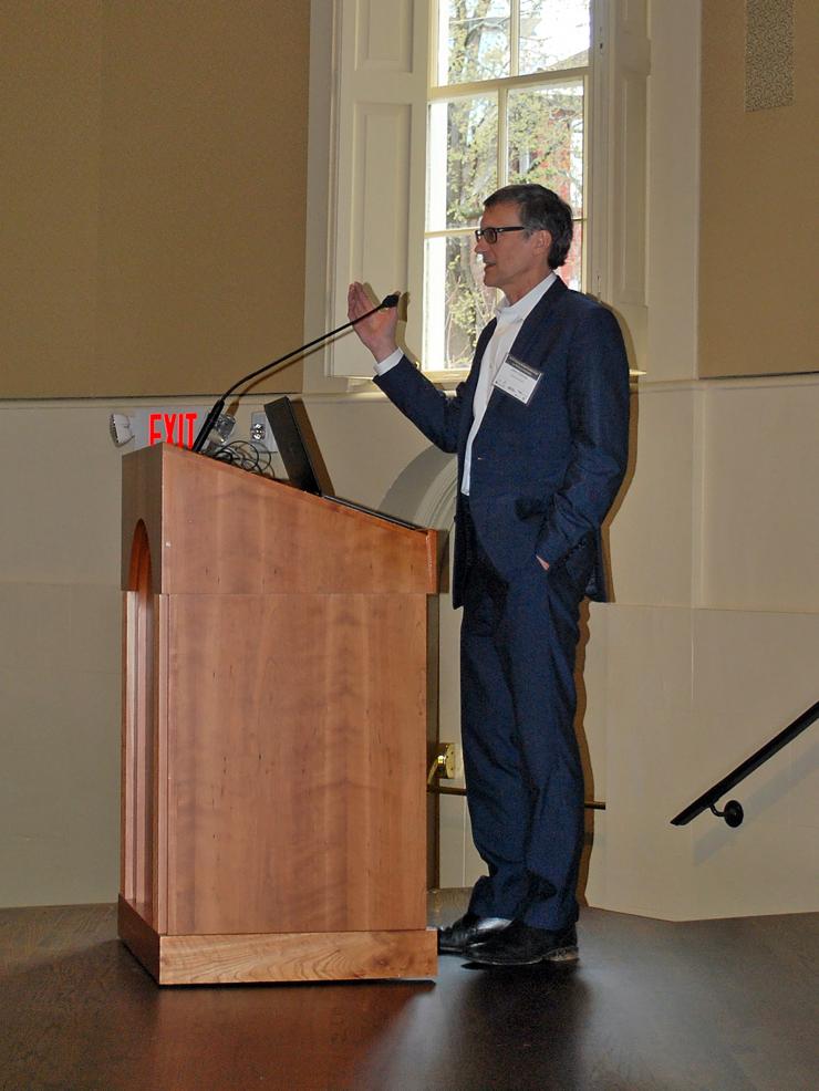 <p>John Oshinski, a researcher with the Petit Institute and associate professor in the Coulter Department, delivers his presentation at the symposium.</p>