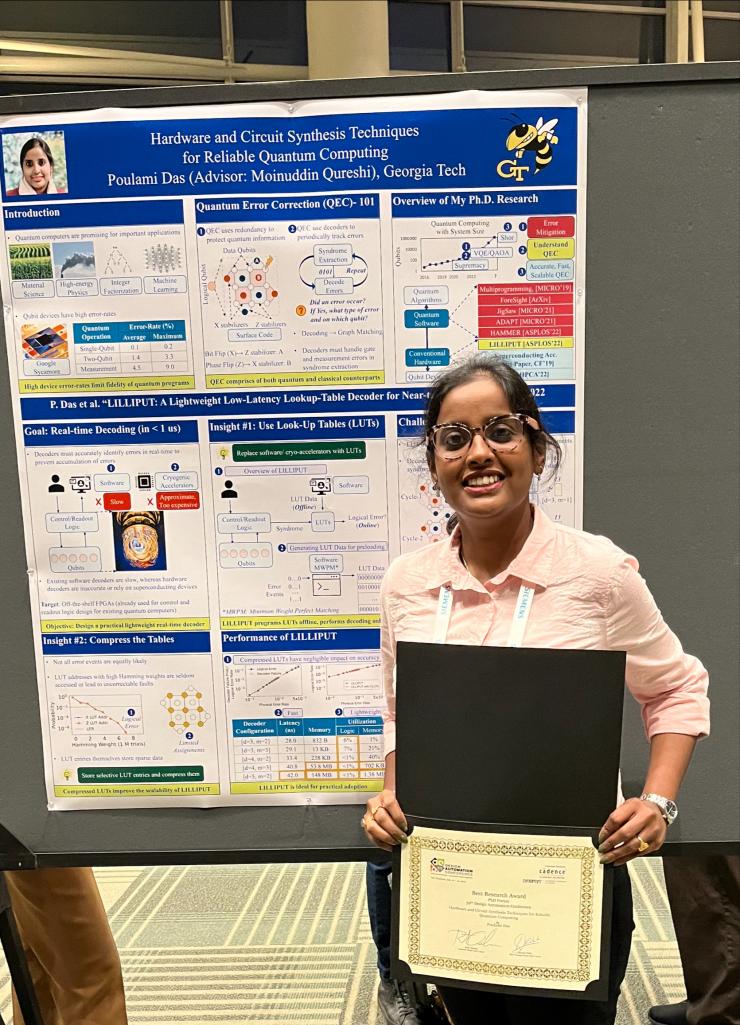 <p>Ph.D. candidate Poulami Das <a href="https://www.ece.gatech.edu/news/659573/phd-research-poulami-das-wins-top-award-design-automation-conference">won the “Best Research Award”</a> during the Ph.D. Forum at DAC.</p>