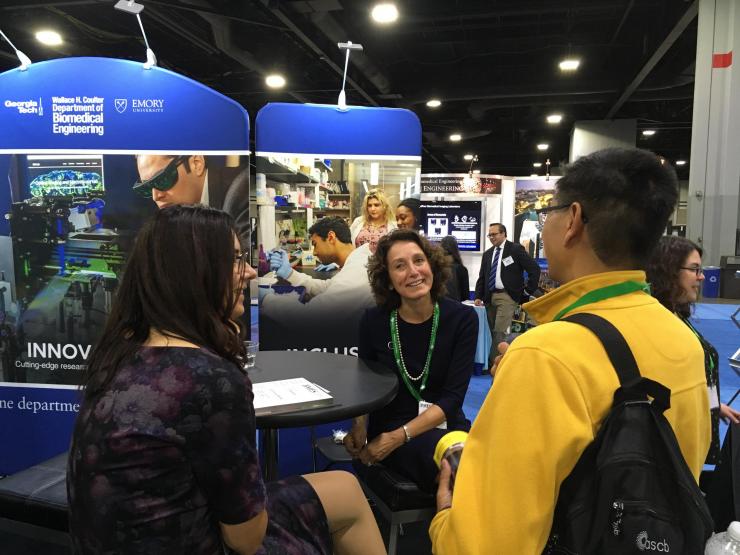 <p>Coulter Department Chair Susan Margulies promotes the BME program during BMES at the World Congress Center.</p>