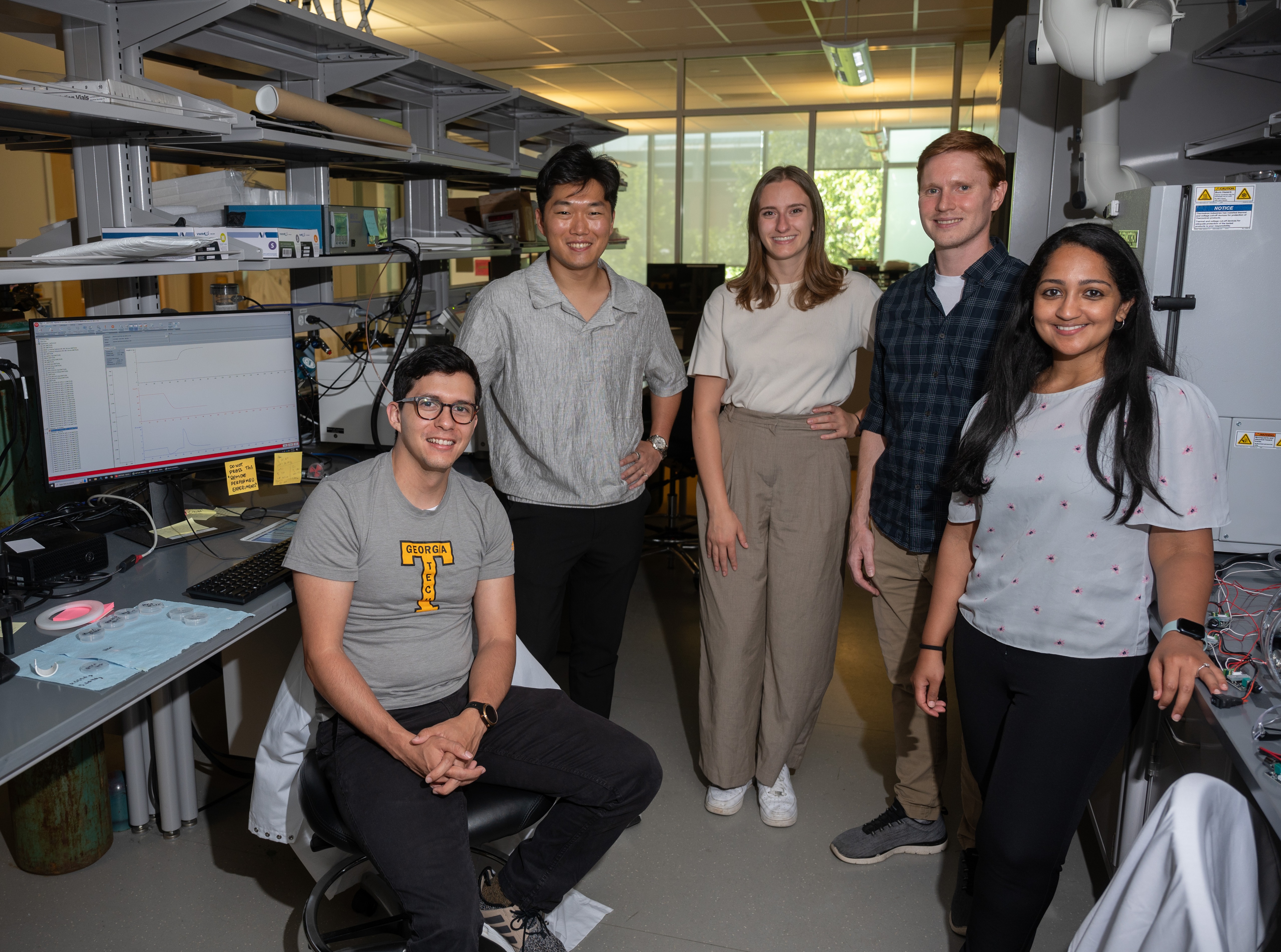 The thermal energy storage team in Menon's lab. Photo by: Allison Carter