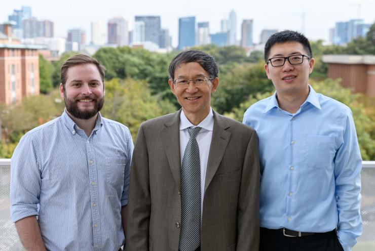 <p>Graduate research assistant Thomas Igou, Professor Yongsheng Chen and post-doctoral fellow Bopen Zhang were awarded a $5 million grant from the U.S. Department of Agriculture’s National Institute of Food and Agriculture (NIFA) to create a hydroponic growing system that uses wastewater from the Georgia Tech campus.</p>