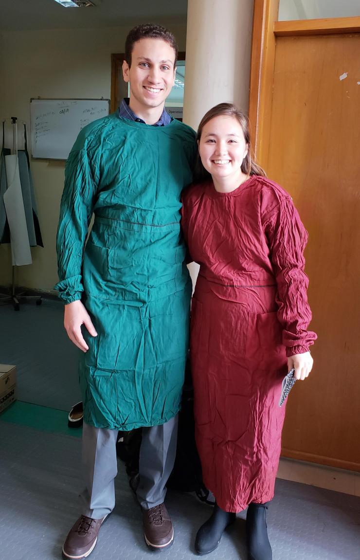 <p>Yahia Ali and Elizabeth Kappler don scrubs in an Ethiopian hospital.</p>
