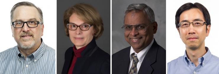 <p>Shown are the new AAAS fellows from Georgia Tech: David Gottfried, Diana Hicks, Satish Kumar and Zhiqun Lin. They will be recognized during the 2019 AAAS Annual Meeting.</p>
