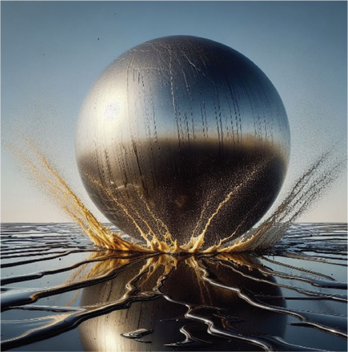 The high impact between the metal balls in a ball mill reactor and the polymer surface is sufficient to momentarily liquefy the polymer and facilitate chemical reactions. Image created with DALL•E