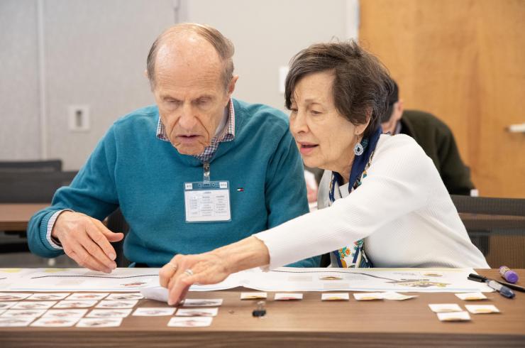 <p>Cognitive Empowerment Program participants Fred and Marsha Rueff participate in activities designed to keep Fred’s brain sharp. (Credit: Rob Felt, Georgia Tech)</p>