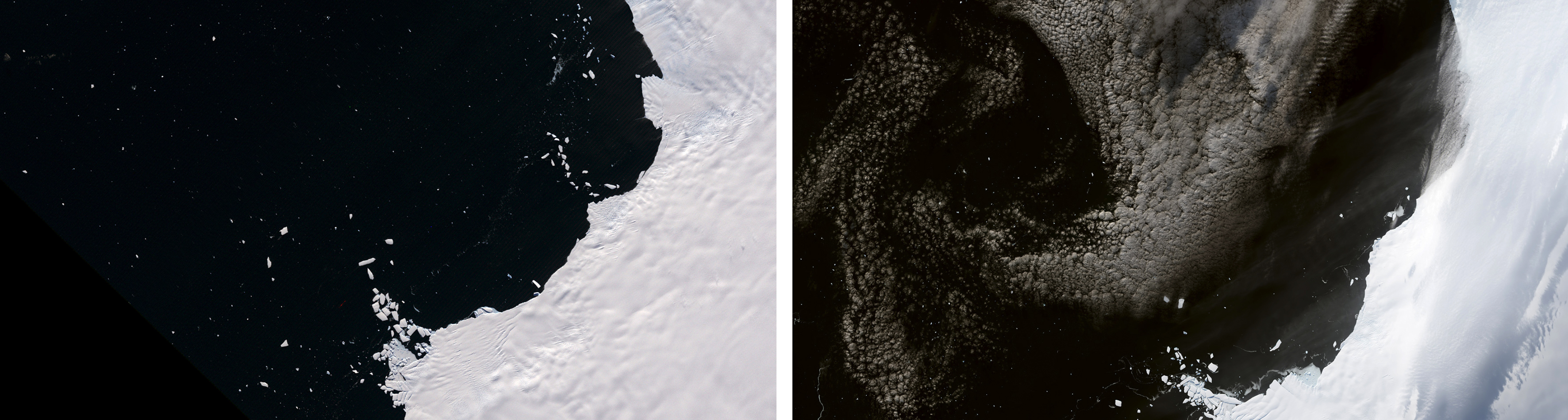Shrinking glaciers along western Antarctica.