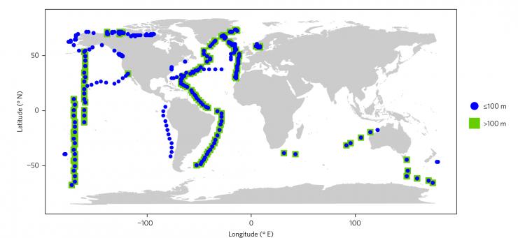 <p>Map shows the global distribution of sample sites where measurements of virual populations were obtained. Each point denotes a location from which one or more samples were taken.</p>