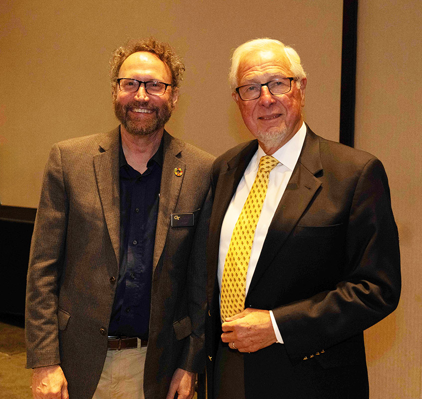 IPaT Executive Director Micheal Best (left) pictured with James Foley, professor emeritus and a computing pioneer in graphics and human-computer interaction.
