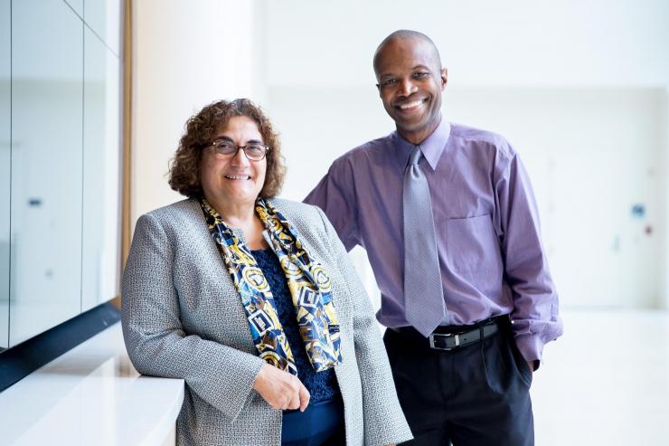 <p>Comas Haynes, a principal research engineer in the Georgia Tech Research Institute (GTRI), and Rosario Gerhardt, a professor in Georgia Tech’s School of Materials Science and Engineering, are part of a multi-university team that will explore ways of utilizing emeriti and retired engineering professors to support expanded mentoring and advocacy networking opportunities for underrepresented minority engineering faculty. (Credit: Branden Camp, Georgia Tech)</p>