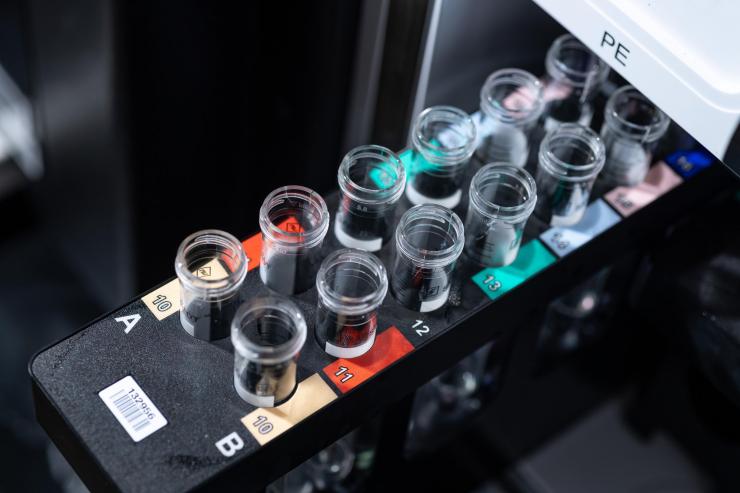 <p>Sample tubes from sequencing equipment are shown in Georgia Tech’s Petit Institute for Bioengineering and Bioscience. (Credit: Rob Felt, Georgia Tech)</p>