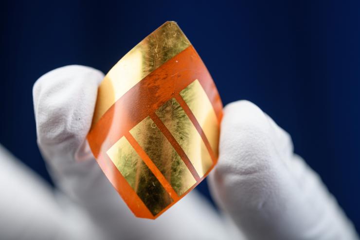 <p>Advanced manufacturing and materials are among the priorities for the South Big Data Innovation Hub. This image shows a perovskite photovoltaic material. (Credit: Rob Felt, Georgia Tech)</p>