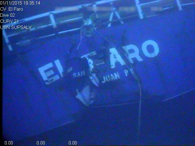 <p>The stern of the El Faro is shown in this image provided by the National Transportation Safety Board (NTSB).</p>