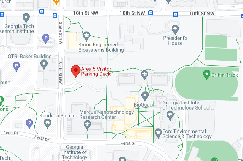 Google Map to GT Area 5 GUest Parking at State St NW, Atlanta, GA 30332