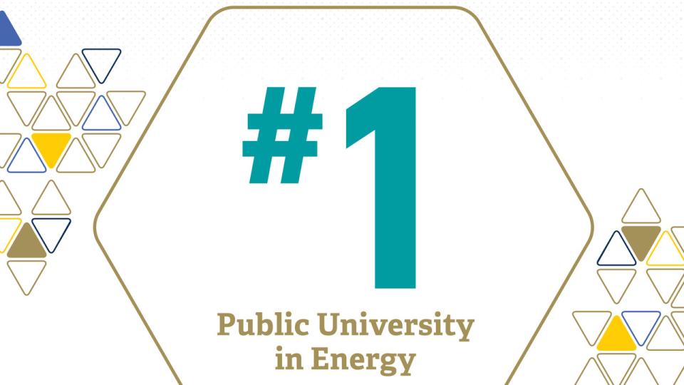Graphic showing #1 public university in energy in Georgia Tech colors